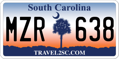 SC license plate MZR638