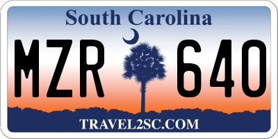SC license plate MZR640