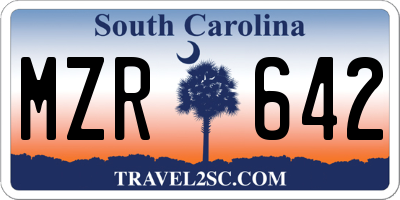 SC license plate MZR642