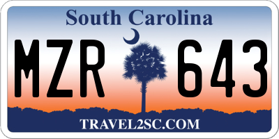 SC license plate MZR643