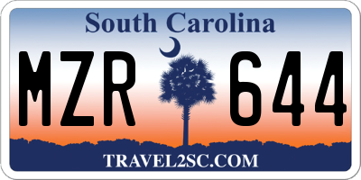 SC license plate MZR644
