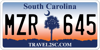 SC license plate MZR645