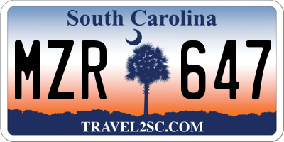 SC license plate MZR647