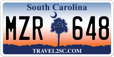 SC license plate MZR648