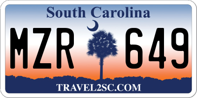 SC license plate MZR649