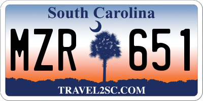 SC license plate MZR651