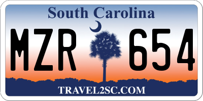 SC license plate MZR654