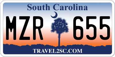 SC license plate MZR655