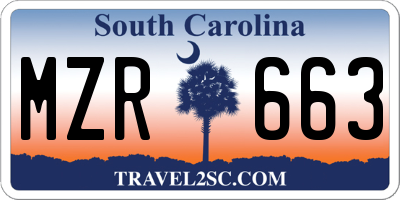 SC license plate MZR663