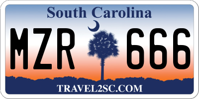 SC license plate MZR666