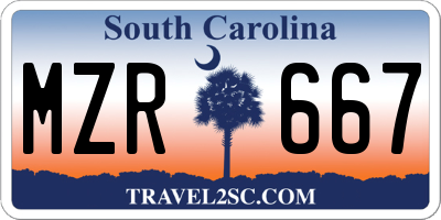 SC license plate MZR667