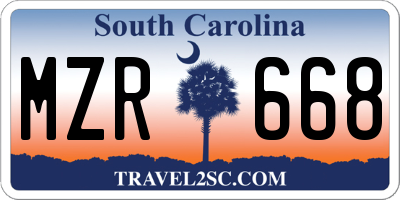 SC license plate MZR668