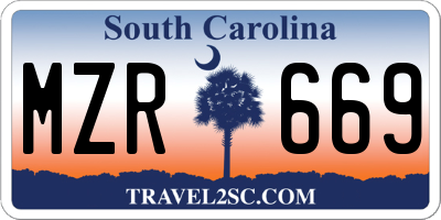 SC license plate MZR669