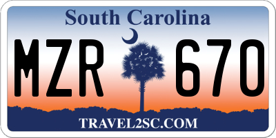 SC license plate MZR670