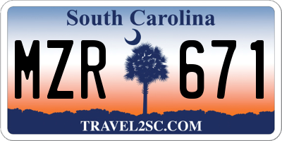 SC license plate MZR671