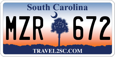 SC license plate MZR672