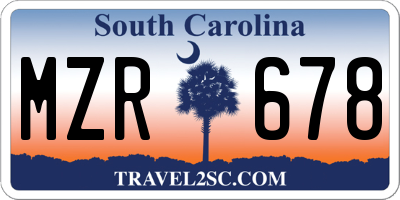 SC license plate MZR678