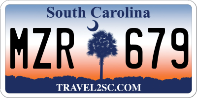 SC license plate MZR679