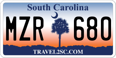 SC license plate MZR680