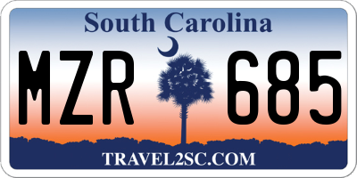 SC license plate MZR685