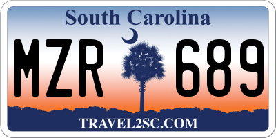 SC license plate MZR689
