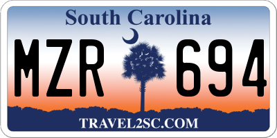SC license plate MZR694