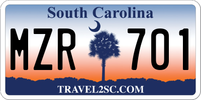 SC license plate MZR701
