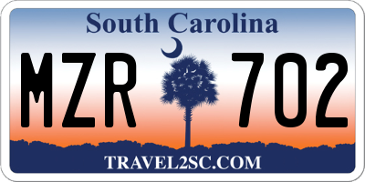 SC license plate MZR702