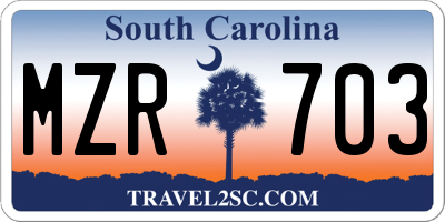 SC license plate MZR703