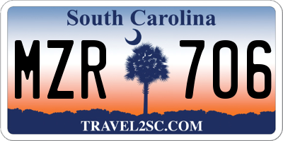SC license plate MZR706