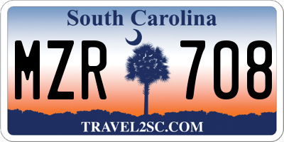 SC license plate MZR708
