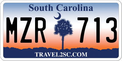 SC license plate MZR713