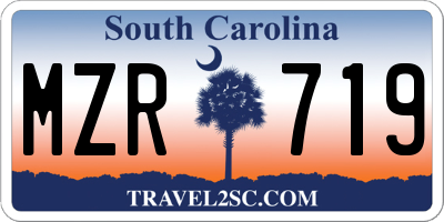 SC license plate MZR719