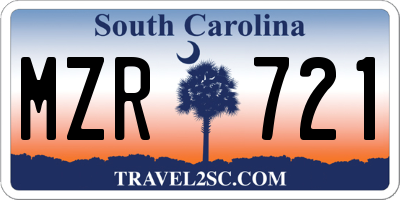 SC license plate MZR721