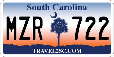 SC license plate MZR722