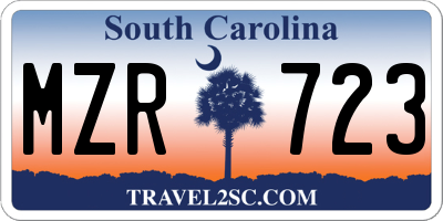 SC license plate MZR723