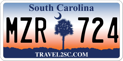 SC license plate MZR724
