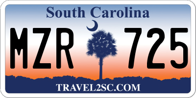 SC license plate MZR725