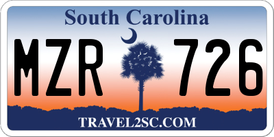 SC license plate MZR726