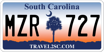 SC license plate MZR727