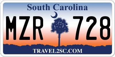 SC license plate MZR728
