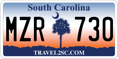 SC license plate MZR730