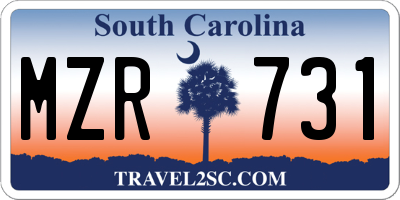 SC license plate MZR731