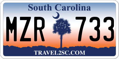 SC license plate MZR733