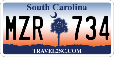 SC license plate MZR734
