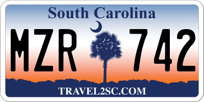 SC license plate MZR742