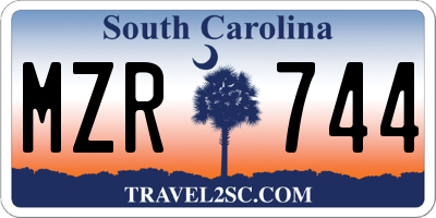 SC license plate MZR744