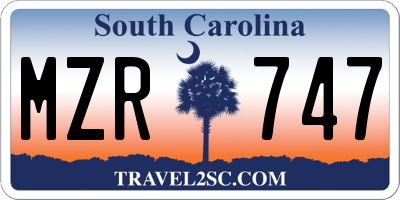 SC license plate MZR747