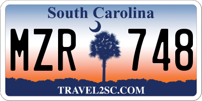 SC license plate MZR748