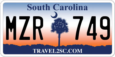 SC license plate MZR749